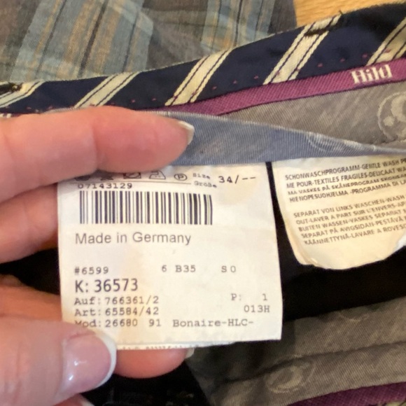 Hiltl Mens Gray Charcoal Tan Plaid Shorts / Flat Front Panel / Size 34 - Picture 13 of 16